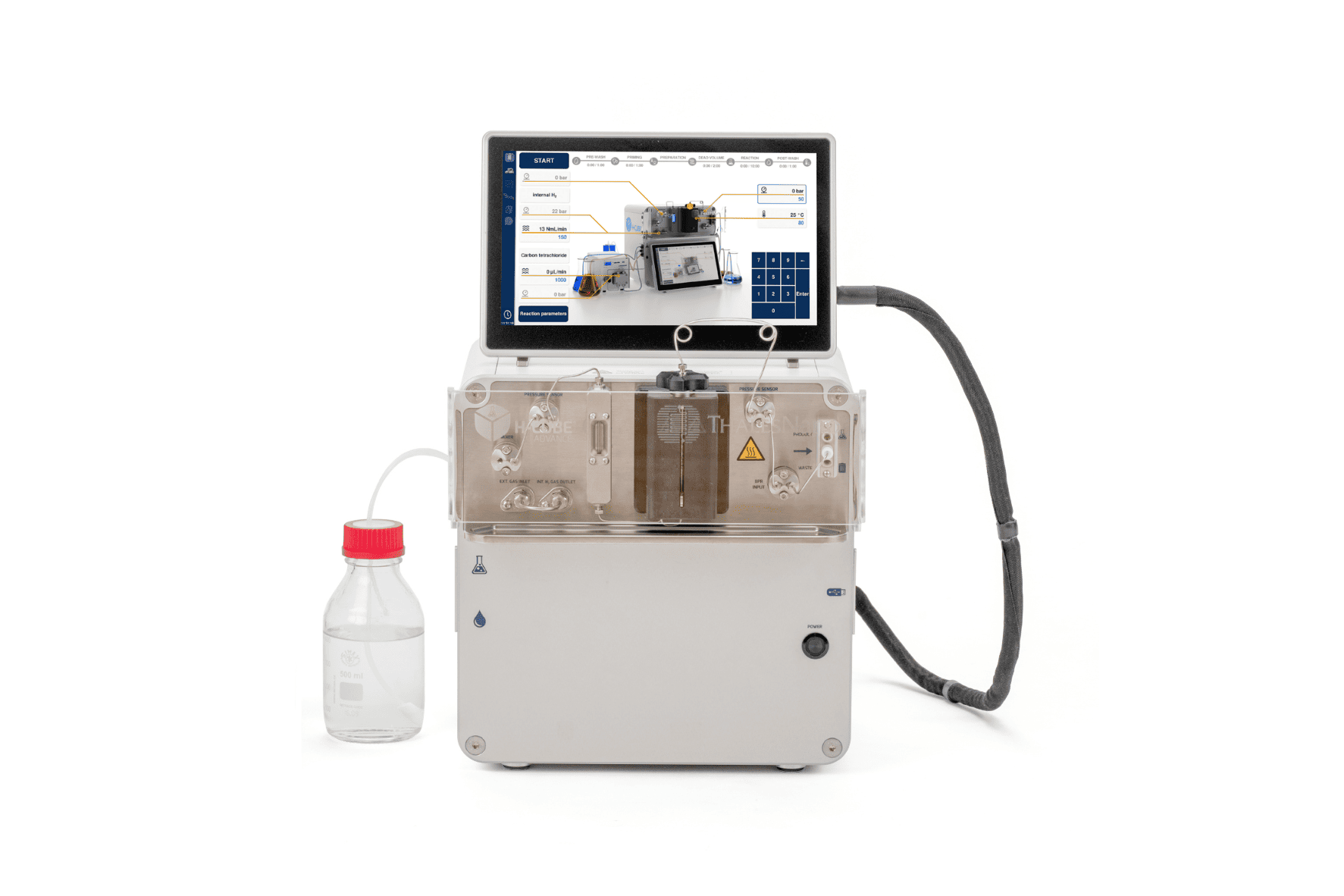 Continuous flow reactor designed for hydrogenations and heterogeneous catalysis